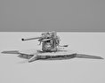 90 mm Gun M1 3D 모델  clay render