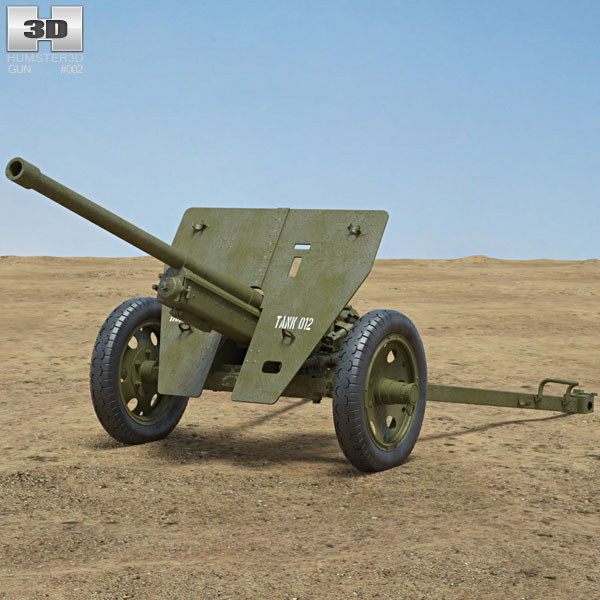 Type 1 47 mm Anti-Tank Gun 3D model