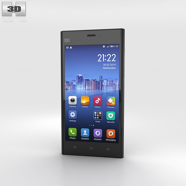 Xiaomi MI-3 Negro Modelo 3D