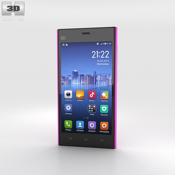 Xiaomi MI-3 Pink 3d model