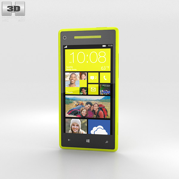 HTC Windows Phone 8X Limelight Yellow 3D模型