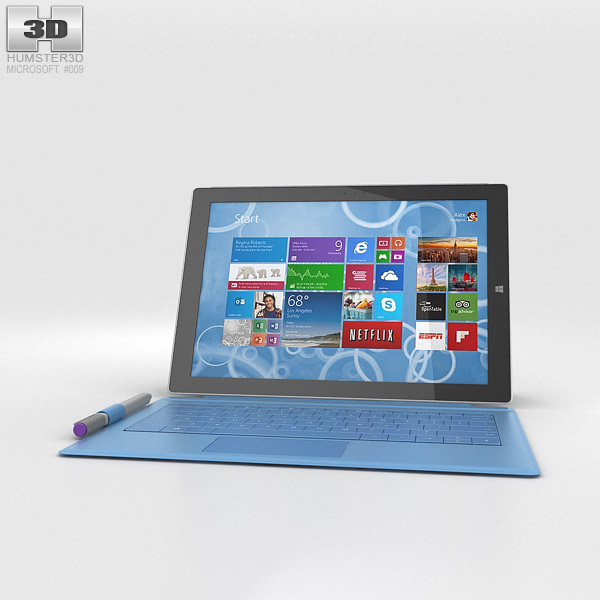 Microsoft Surface Pro 3 Cyan Cover Modello 3D