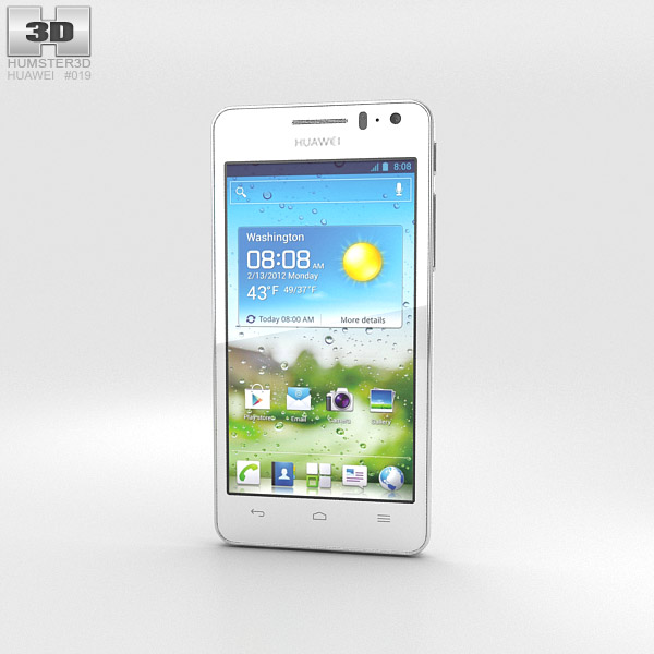Huawei Ascend G600 白い 3Dモデル