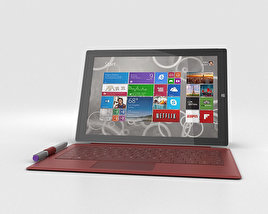 Microsoft Surface Pro 3 Red Cover 3D-Modell