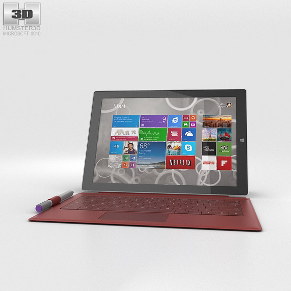 Microsoft Surface Pro 3 Red Cover 3D model