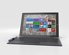 Microsoft Surface Pro 3 Gray Cover Modello 3D
