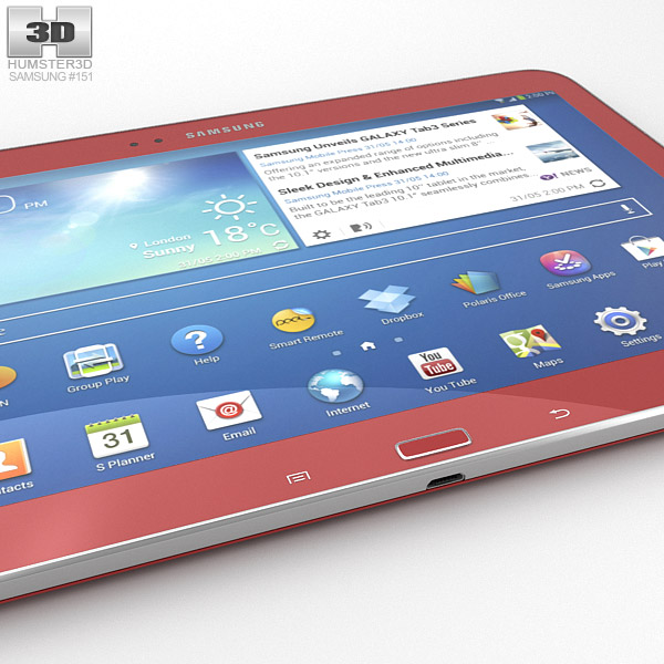 samsung galaxy tab 3 10 1 inch garnet red 3d model