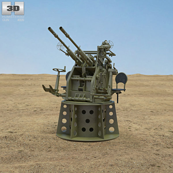 Type 96 25 mm Anti-aircraft Gun 3D-Modell