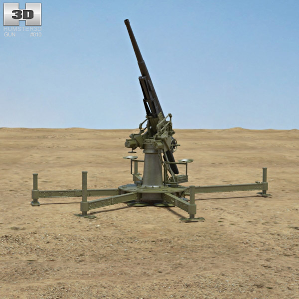 Type 88 75 mm Anti-aircraft Gun 3D-Modell