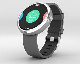 Motorola Moto 360 Light Metal Case Stone Gray Leather Band 3D model