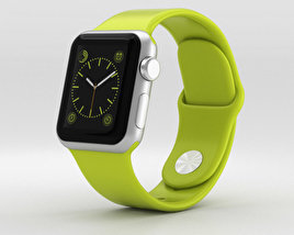 Apple Watch Sport 38mm Silver Aluminum Case Green Sport Band Modelo 3d