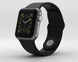 Apple Watch Sport 38mm Gray Aluminum Case Black Sport Band 3D model