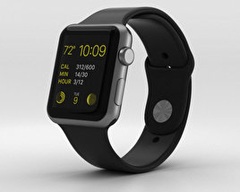 Apple Watch Sport 42mm Gray Aluminum Case Black Sport Band 3D model