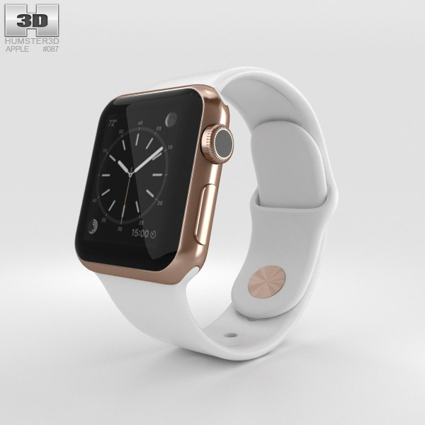 Apple Watch Edition 38mm Rose Gold Case White Sport Band Modelo 3D