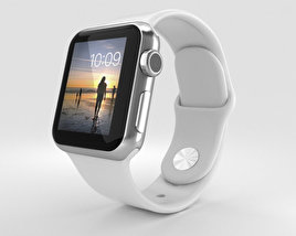 Apple Watch 38mm Stainless Steel Case White Sport Band 3D model