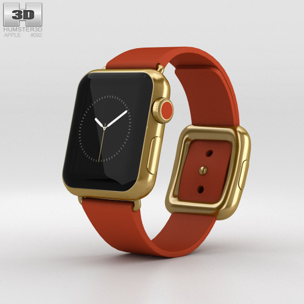 Apple Watch Edition 38mm Yellow Gold Case Red Modern Buckle 3D 모델 