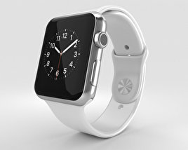 Apple Watch 42mm Stainless Steel Case White Sport Band Modelo 3D