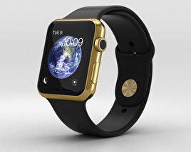 Apple Watch Edition 42mm Yellow Gold Case Black Sport Band 3D model