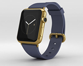 Apple Watch Edition 42mm Yellow Gold Case Blue Classic Buckle Modèle 3D