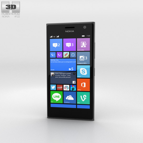 Nokia Lumia 730 黑色的 3D模型