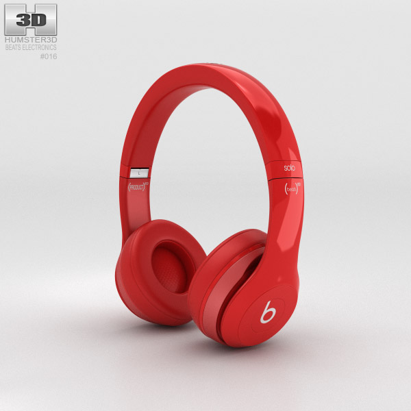 Beats by Dr. Dre Solo2 On-Ear 이어폰 Red 3D 모델 