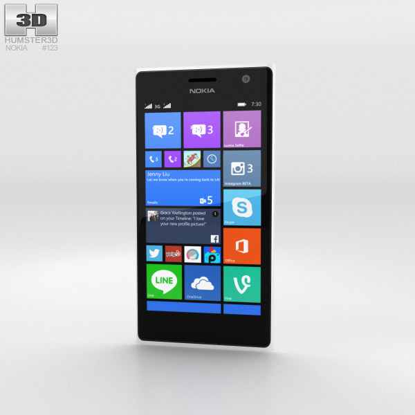 Nokia Lumia 730 Bianco Modello 3D