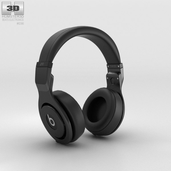 Beats Pro Over-Ear ヘッドホン 黒 3Dモデル