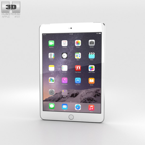 Apple iPad Mini 3 Cellular Silver 3D-Modell