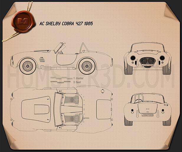 AC Shelby Cobra 427 1965 Disegno Tecnico