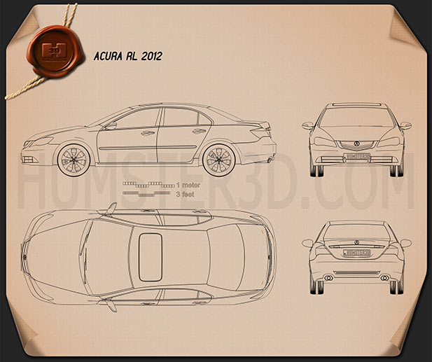 Acura RL 2012 테크니컬 드로잉
