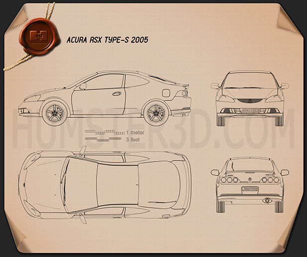 Acura RSX Type-S 2005 테크니컬 드로잉