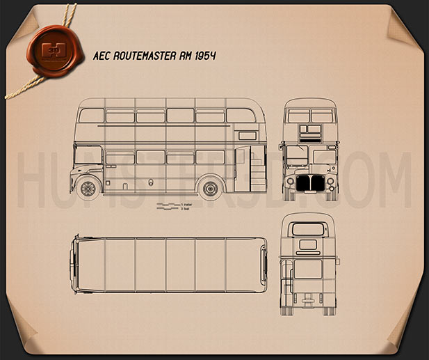 AEC Routemaster RM 1954 테크니컬 드로잉