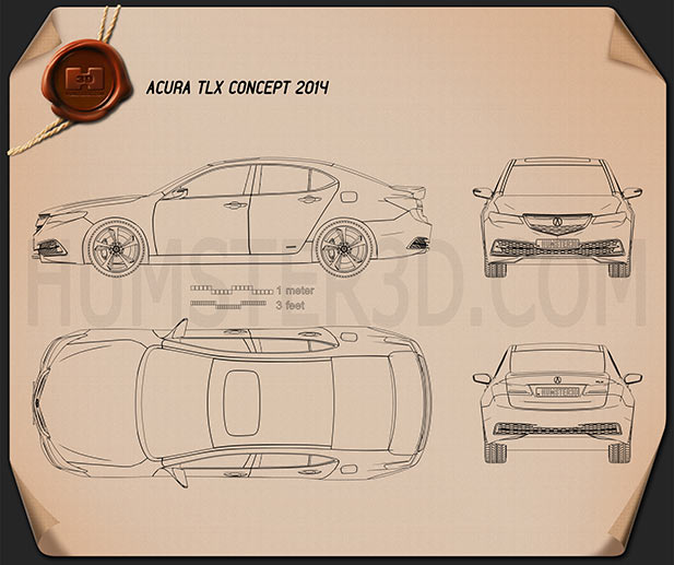Acura TLX 2015 Disegno Tecnico