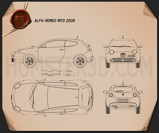 Alfa Romeo MiTo 2009 테크니컬 드로잉