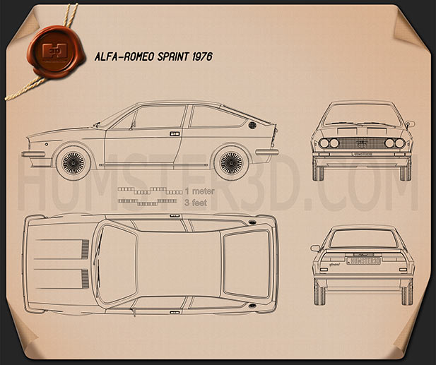 Alfa Romeo Sprint 1976 Blueprint