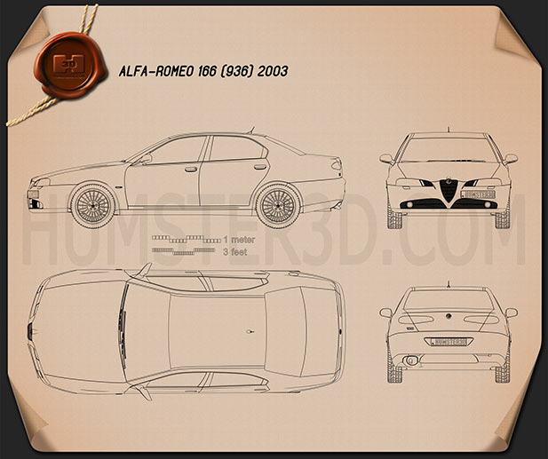 Alfa Romeo 166 2003 Blaupause