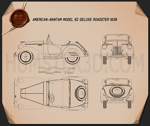 American Bantam Model 62 Deluxe Родстер 1939 Креслення