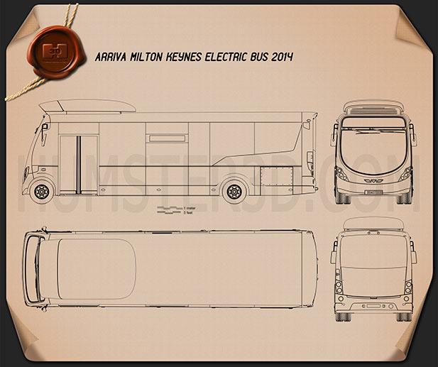 Arriva Milton Keynes Electric Bus 2014 Blueprint
