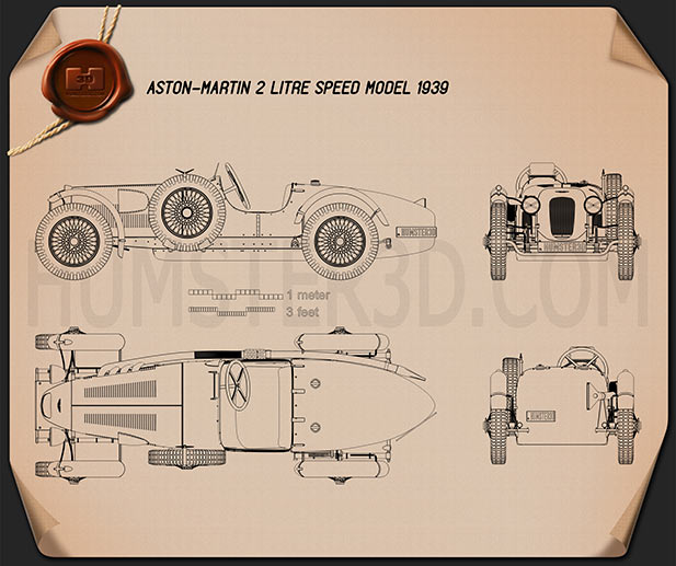 Aston Martin 2-Litre Speed Model 1939 Disegno Tecnico
