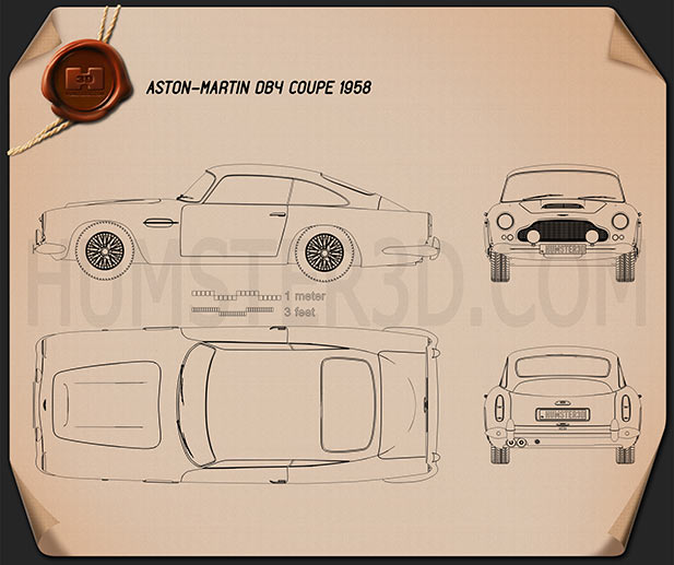 Aston Martin DB4 1958 Blueprint