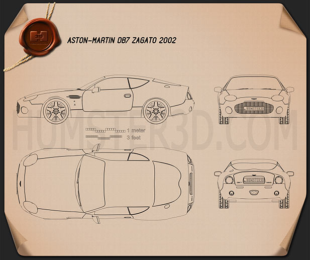 Aston Martin DB7 GT Zagato 2002 Blueprint - Hum3D