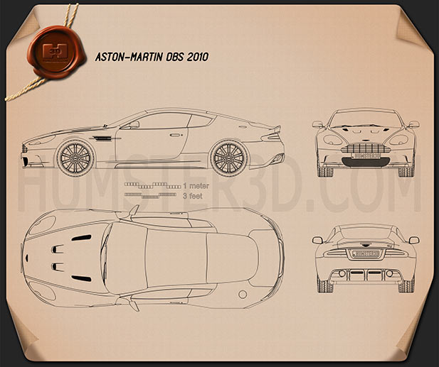 Aston Martin DBS 2010 테크니컬 드로잉