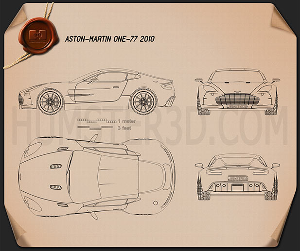 Aston Martin One-77 2010 Blaupause