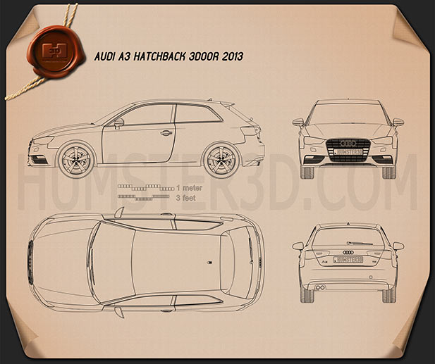 Audi A3 hatchback 3-door 2013 Blueprint