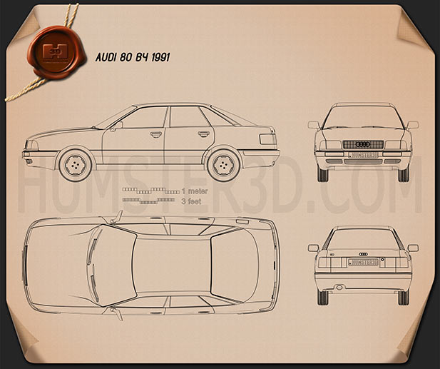 Audi 80 (B4) 1991 Disegno Tecnico
