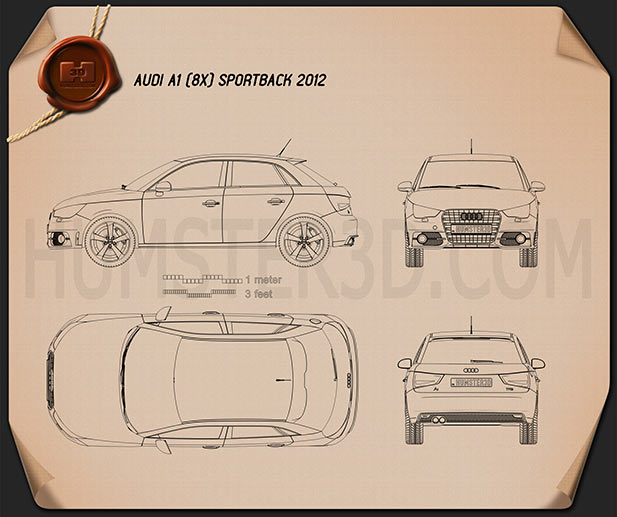 Audi A1 sportback 2012  Креслення
