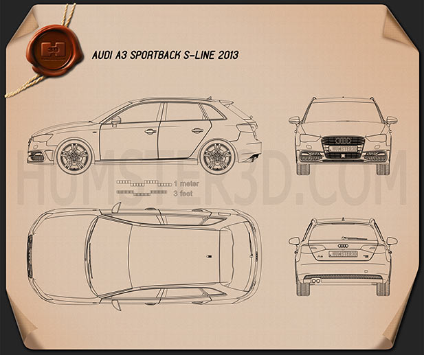 Audi A3 Sportback S-Line 2013 Blueprint