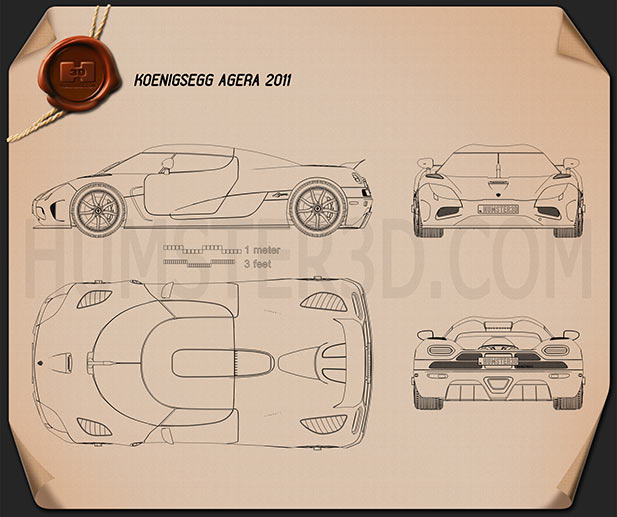 Koenigsegg Agera 2011 Blueprint - Hum3D