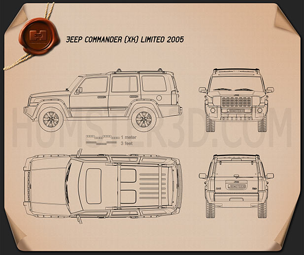 Jeep Commander (XK) Limited 2006 테크니컬 드로잉