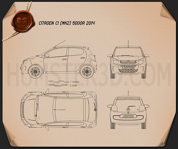 Citroen C1 5-door 2014 Blueprint